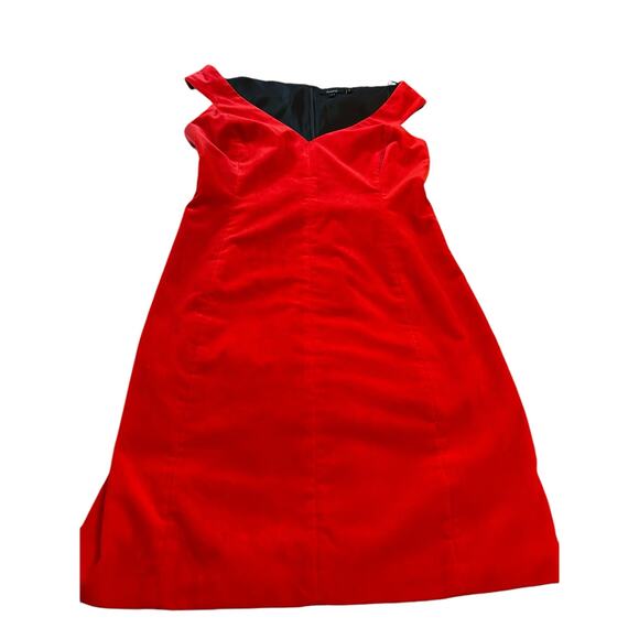Theory Red Velvet Sleeveless Off Shoulder Dress - Size 4 - Picture 10 of 14